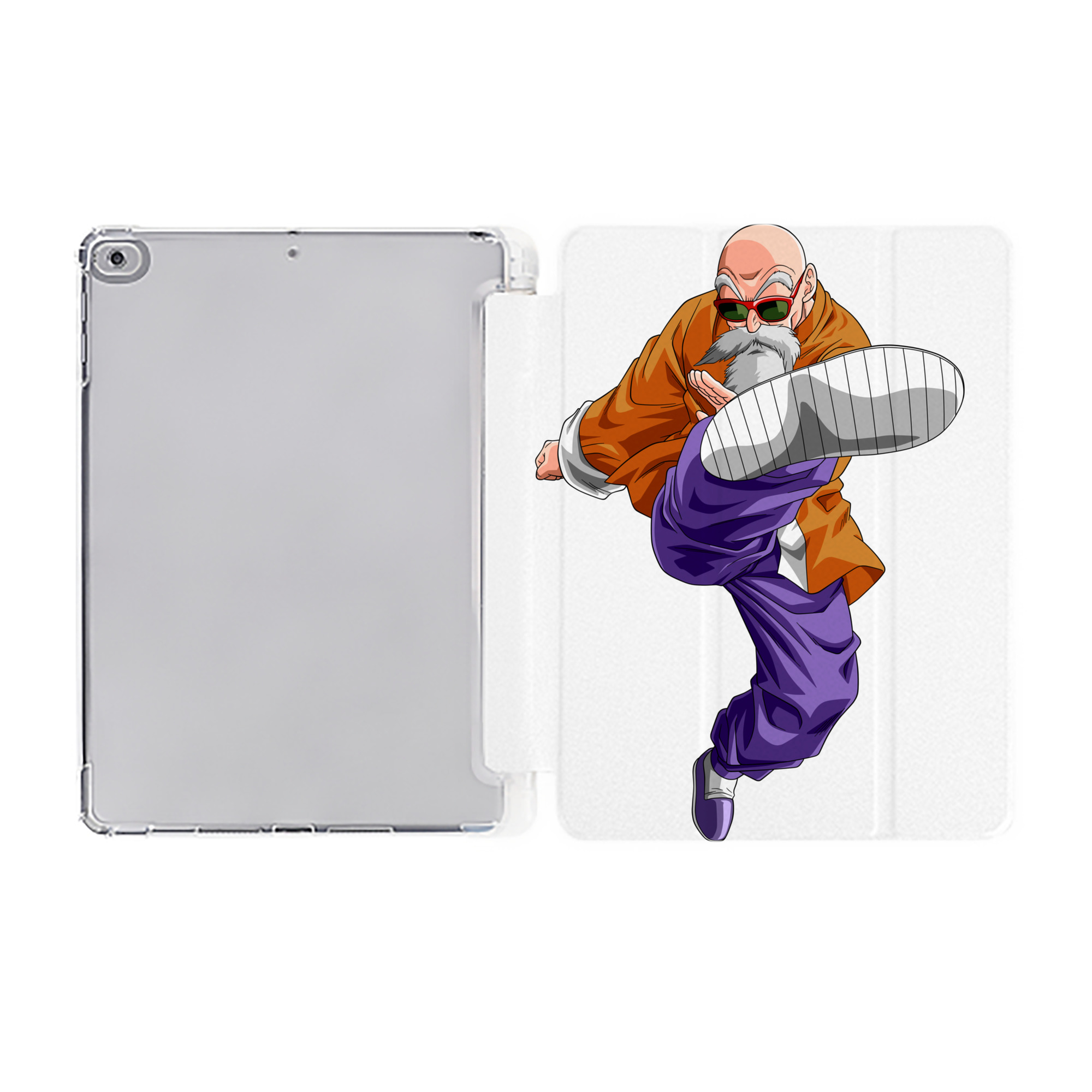 （画像用） ドラゴンボール 亀仙人（かめせんにん） DRAGON BALL Master Roshi Kame Sennin IPad ケース ペン収納付き 三つ折りスタンド PUレザー×シリコン 対応機種9.5/10.5/10.9インチ